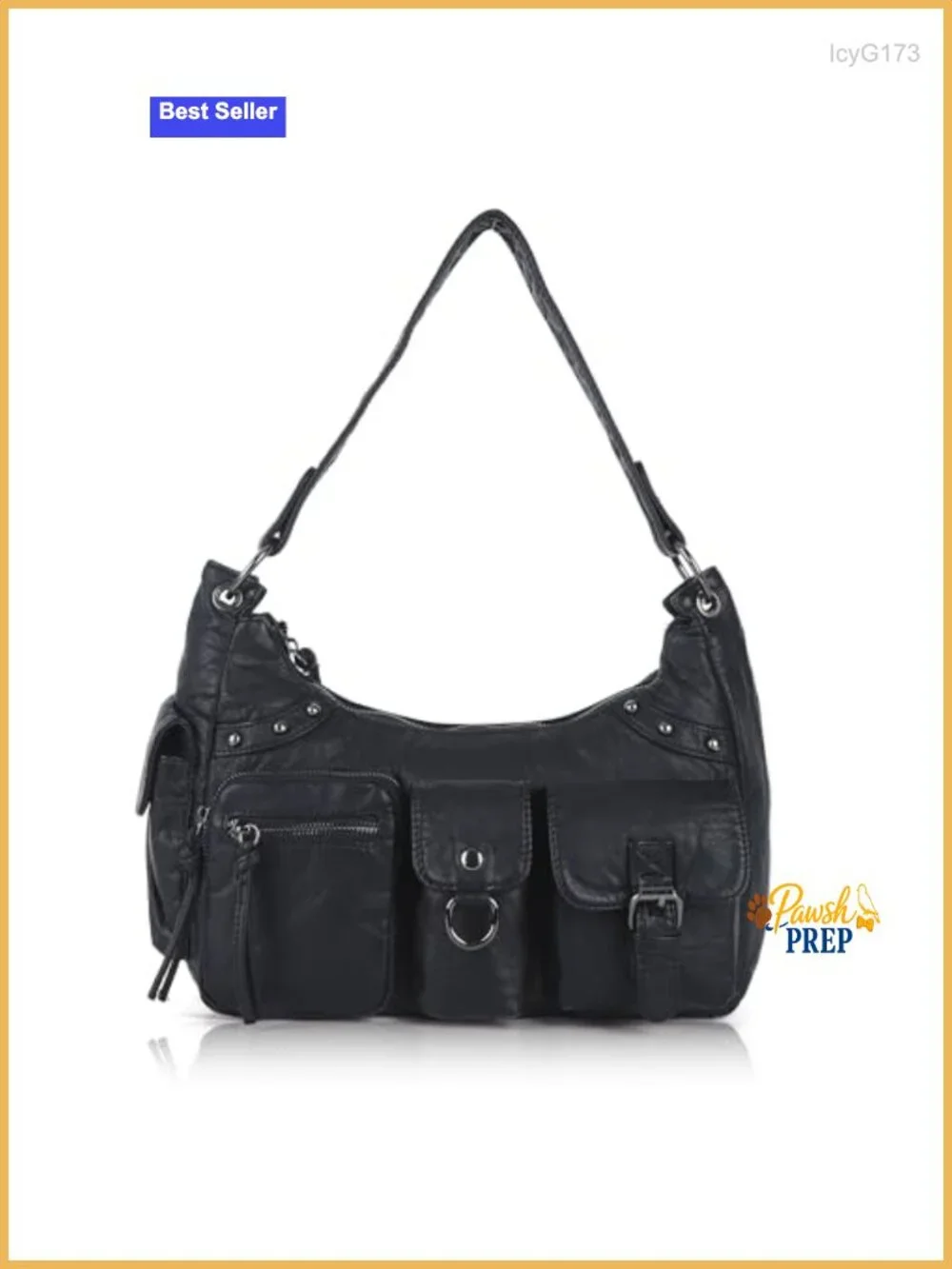 Soft Vegan Leather Hobo Bag Multi-Pocket Shoulder Purse Removable Strap Tote